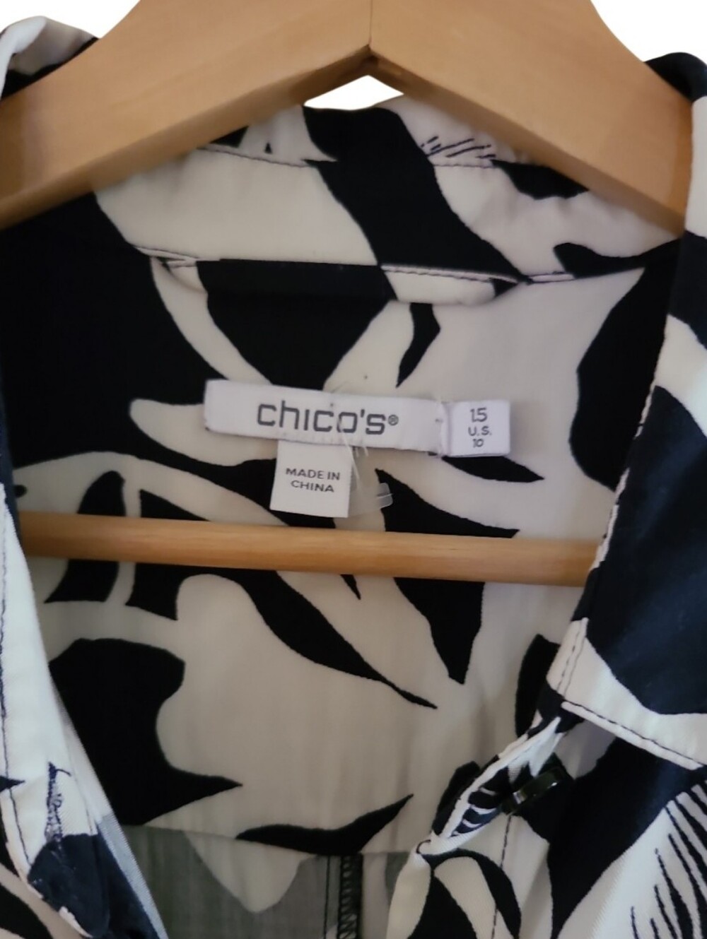 Chico's Foiliage Maxi Shirt Button-Front Dress Black White Longsleeve Pockets - Picture 4 of 17